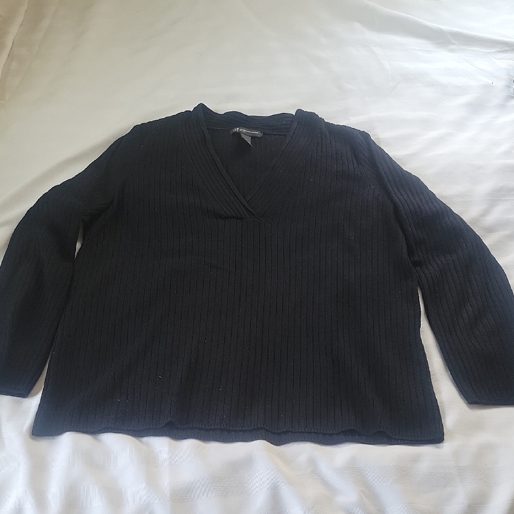Inc. International Concept Woman's Black V-Neck Sweater, Size: OX